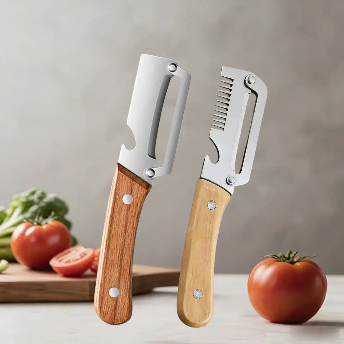 Wooden Handle Vegetable Peeler
