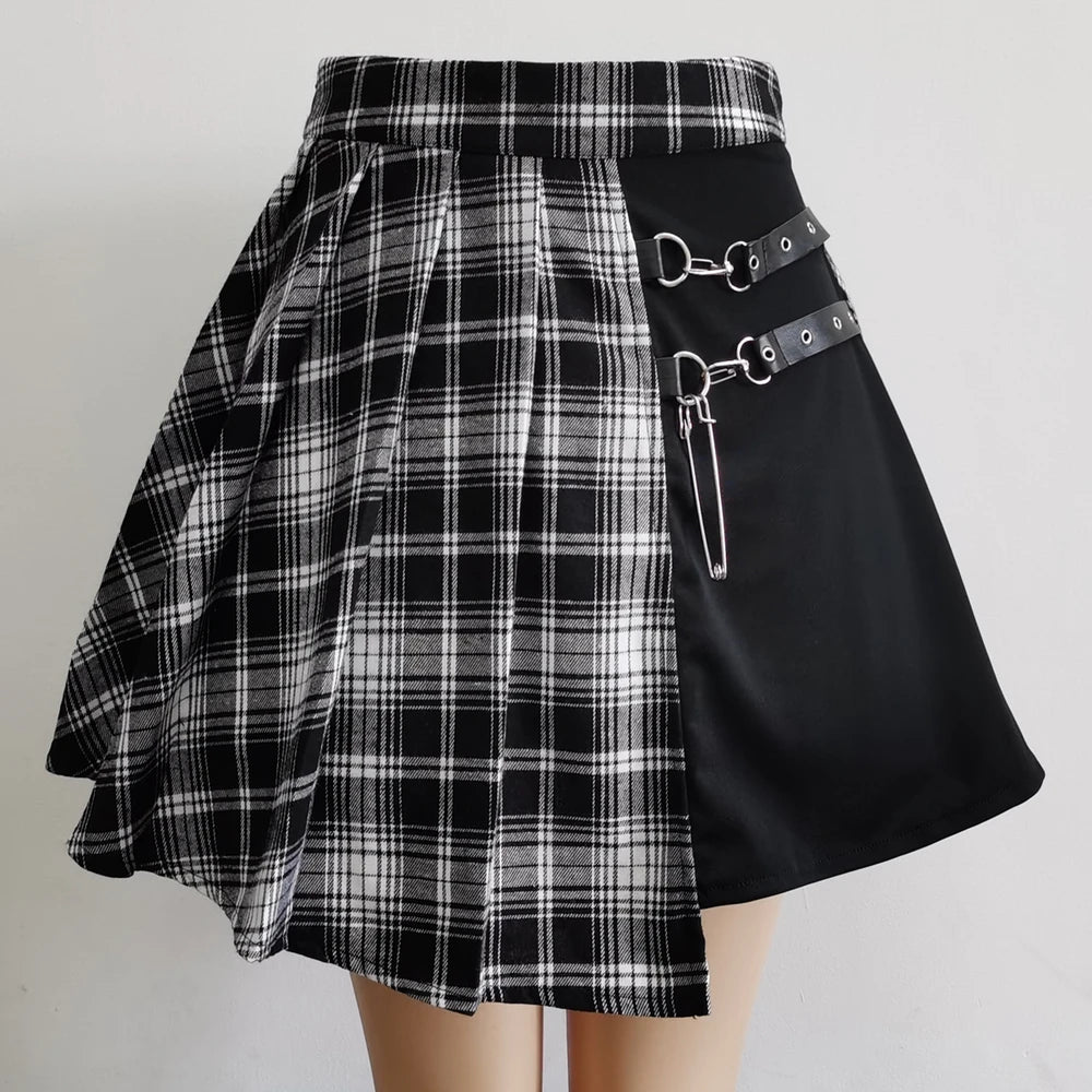 Plaid Pleated High-Waist Mini Skirt
