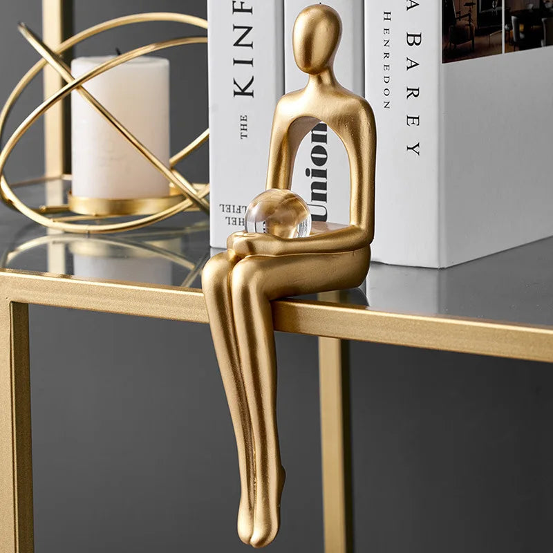 Abstract Golden Resin Figure Ornament - detail view