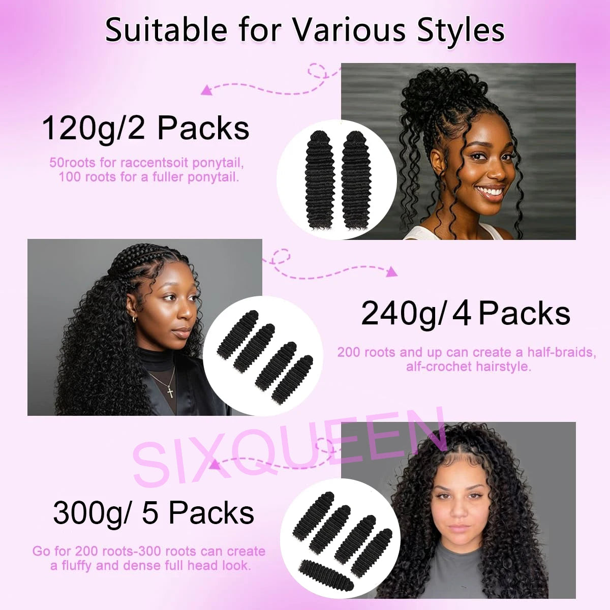 Deep Curly Crochet Braiding Hair Extensions