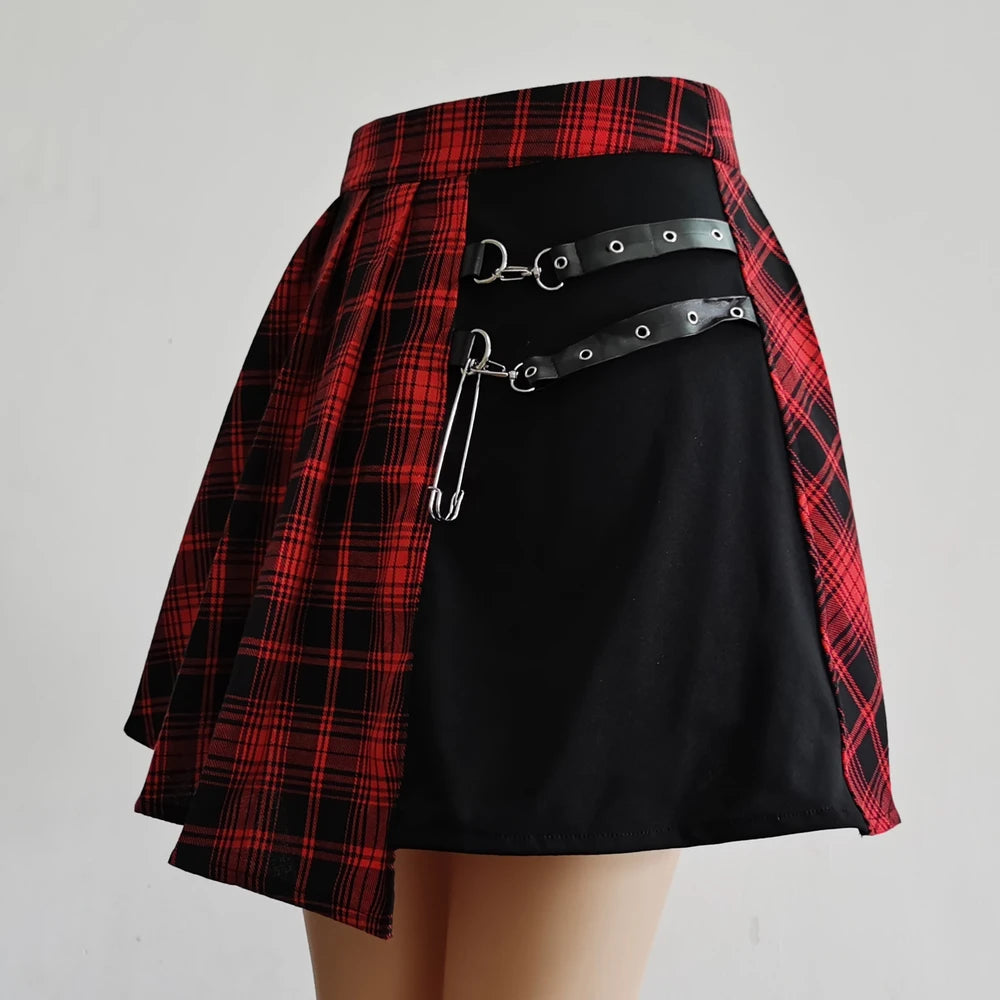 Plaid Pleated High-Waist Mini Skirt