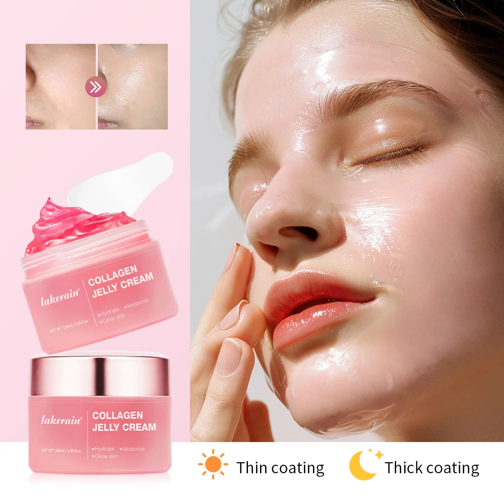 Hydrating Collagen Jelly Facial Cream Niacinamide Hydrolyzed Collagen Soothing Firmness Long Lasting Moisturizer Daily Skincare