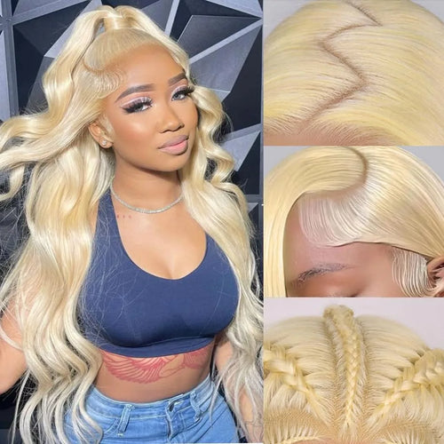 HD Lace Frontal Wig, Blonde Body Wave with Baby Hair