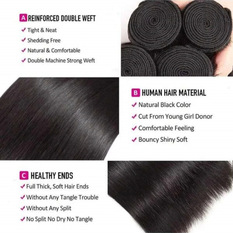 40-42 Inch Long Straight Human Hair Bundles - alternate view