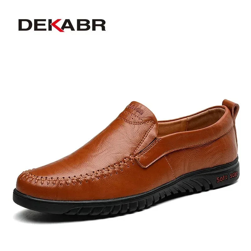 Men's Genuine Leather Slip-On Loafers – Comfortable Casual Shoes