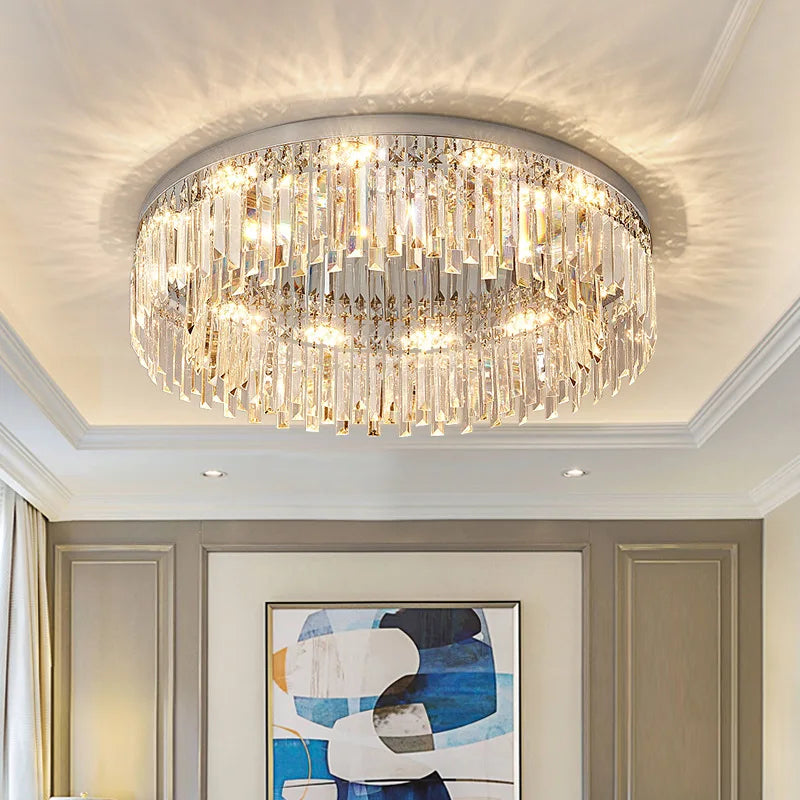 Round Crystal Ceiling Lamp - detail view