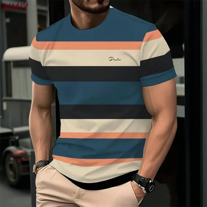 Men's Striped Printed T-Shirt