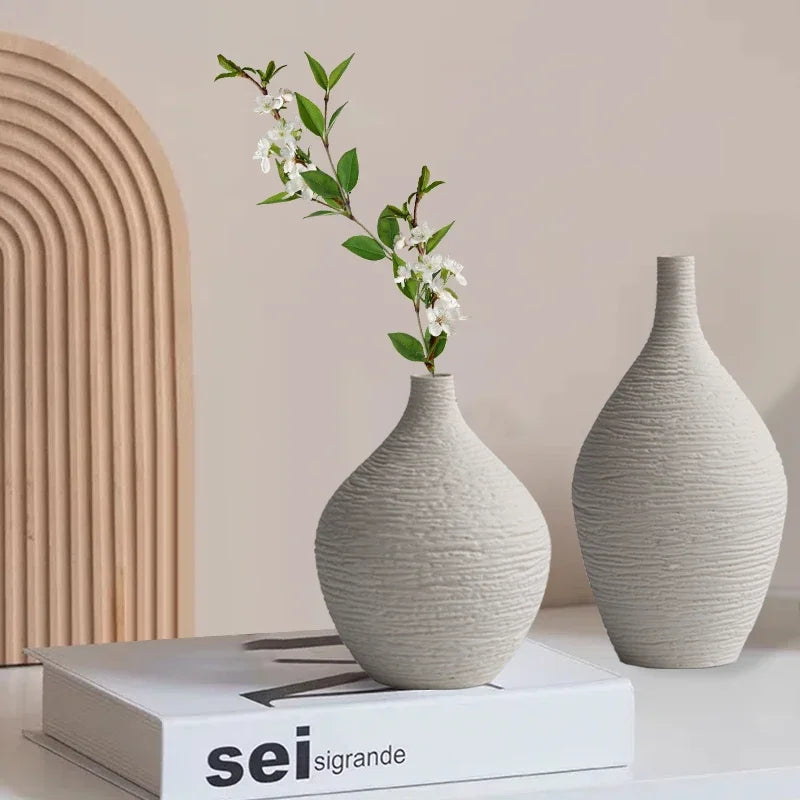 White Ceramic Narrow-Mouth Vase