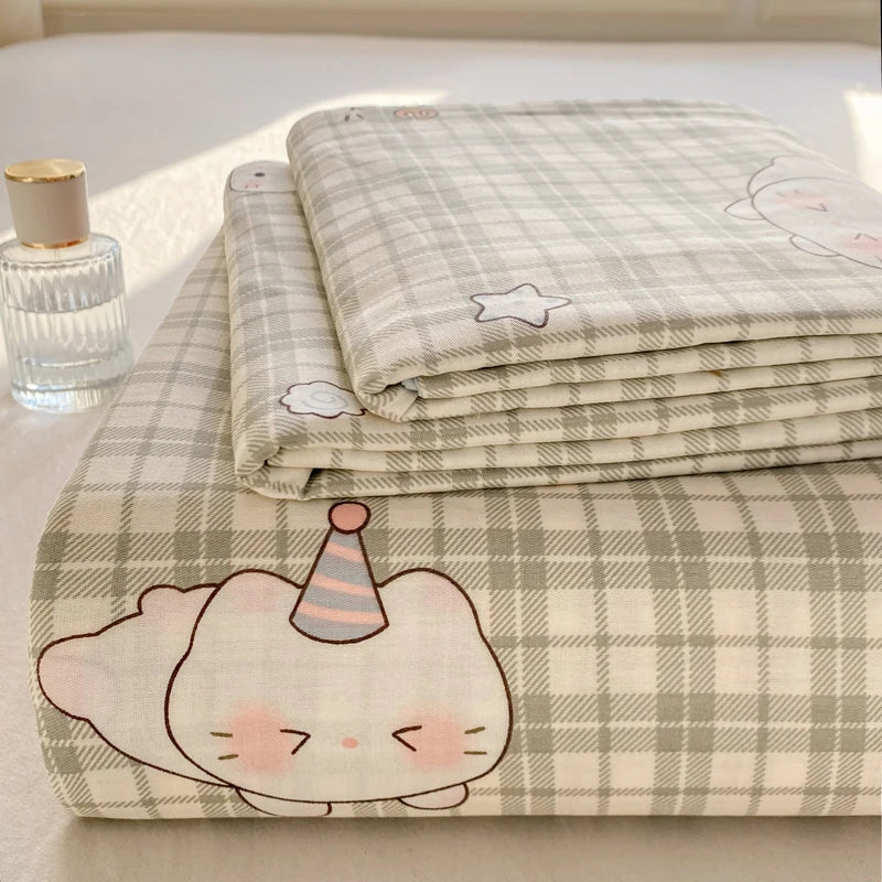 Cartoon Print Cotton Flat Sheet | 100% Cotton | Soft & Breathable | 16 Prints | All Sizes