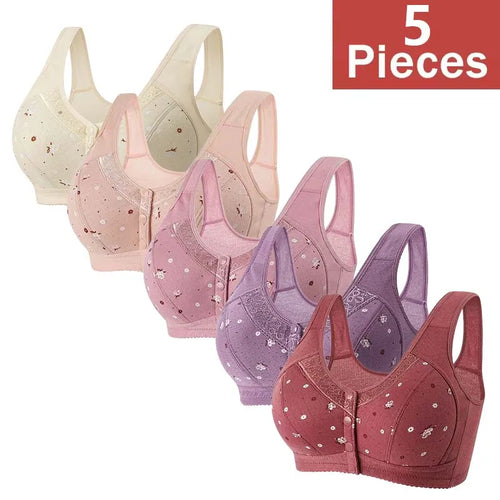 5-Piece Front-Closure Plus Size Bra Set