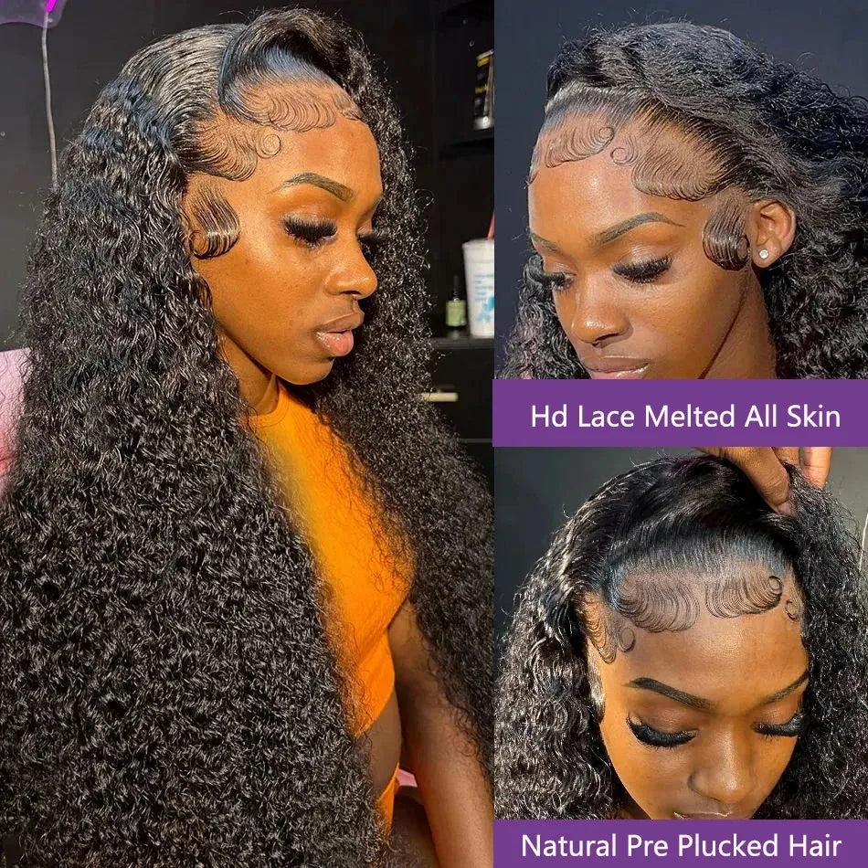 13x6/13x4 HD Lace Frontal Wig – Brazilian Deep Wave Curly Human Hair, 250% Density, up to 40"