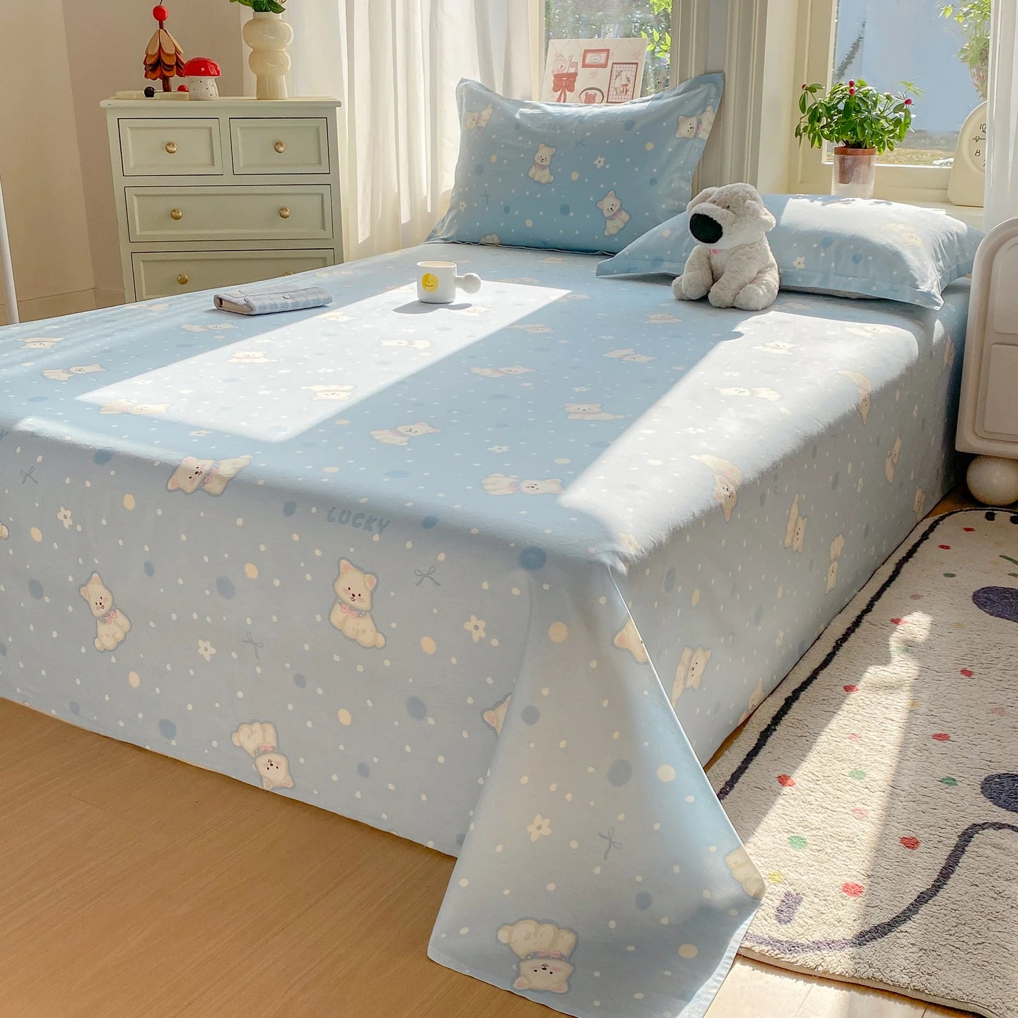 Cartoon Print Cotton Flat Sheet - detail view