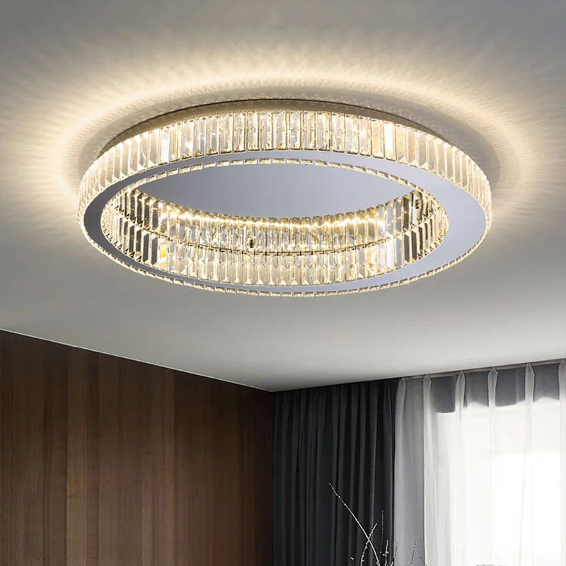 Round Crystal Ceiling Lamp, Luxury - detail view
