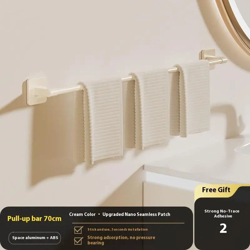 ♥Bathroom Towel Bar/Hook/Towel Rack/Kitchen Rag Rack Wall Mount Shelf Punch Free Bathroom Accessories