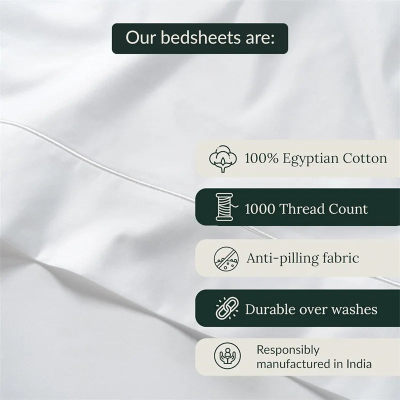 1000TC Egyptian Cotton Bed Sheet Set - alternate view