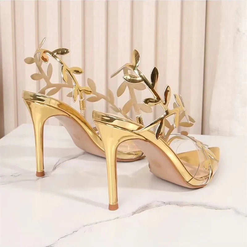Sequined Pointed-Toe Stiletto Sandals - detail view