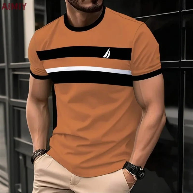 Men's Striped Printed T-Shirt - detail view