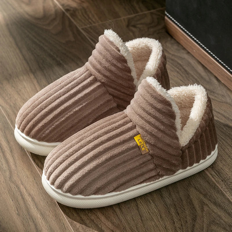 Couples Plush Wrap-Heel Winter Slippers - alternate view