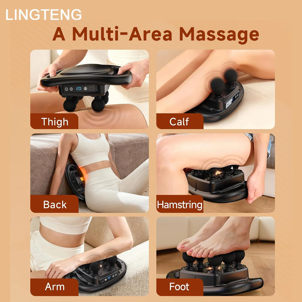 Deep Tissue Massage Gun – 6 Heads, 9 Speed Levels, 4 Modes, USB-C Rechargeable