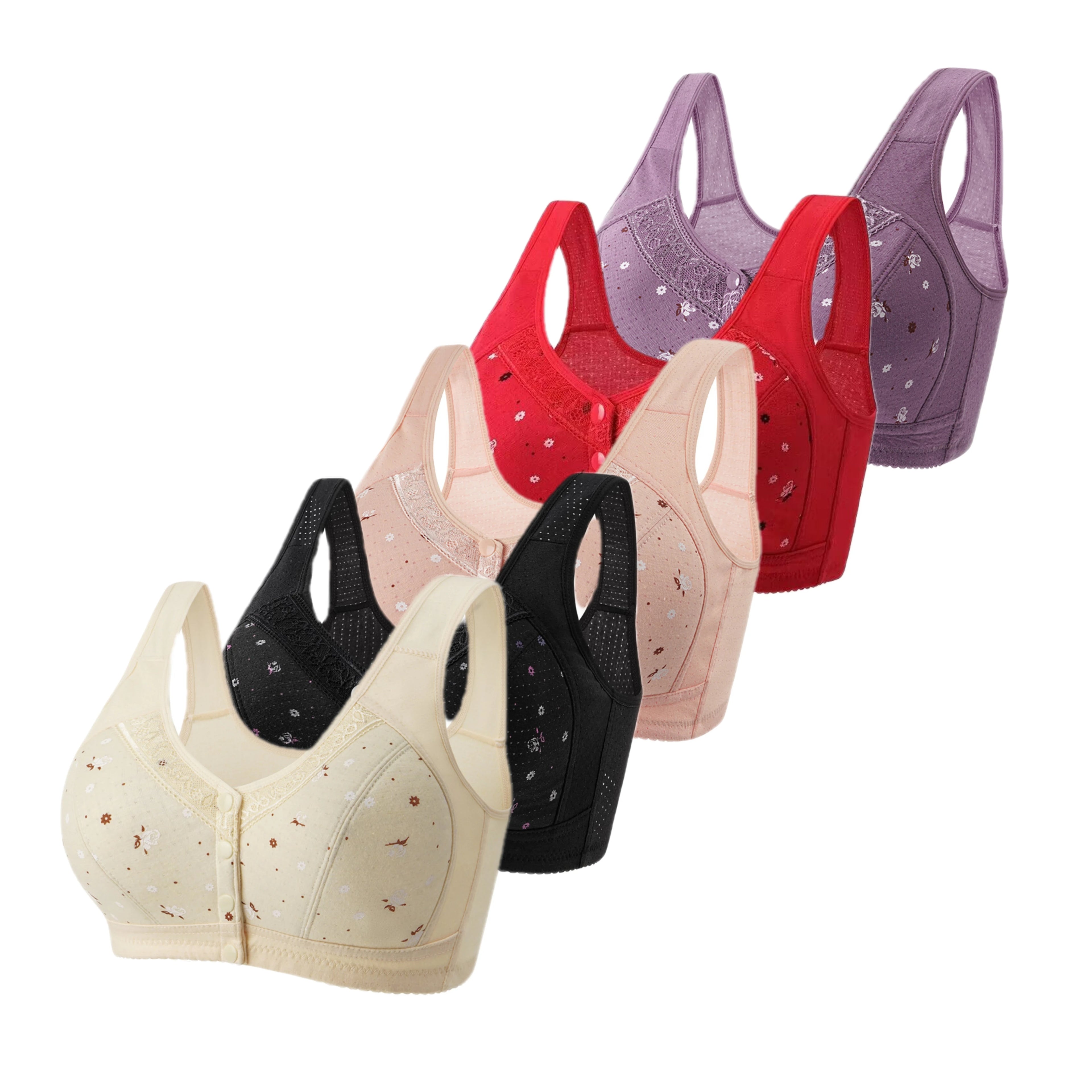 5-Piece Front-Closure Plus Size Bra Set