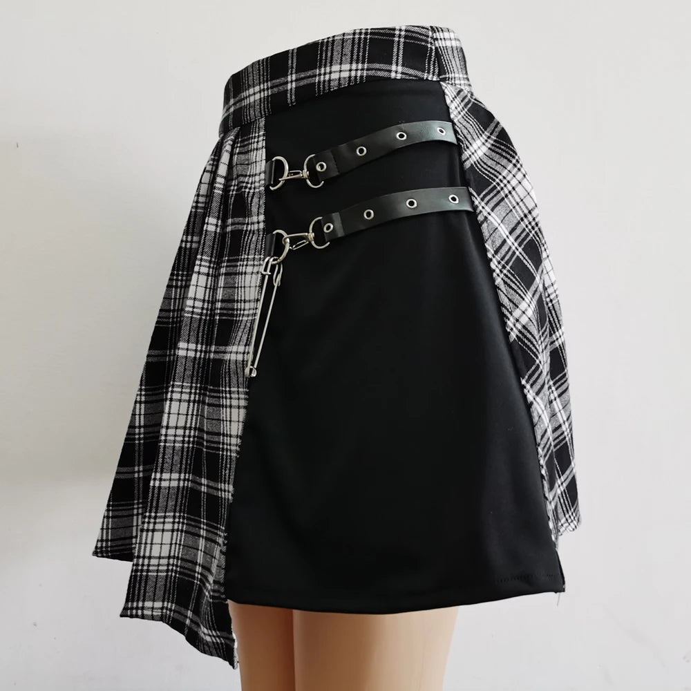 Plaid Pleated High-Waist Mini Skirt - alternate view