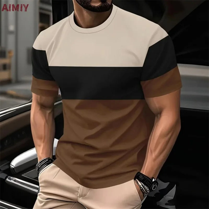 Men's Striped Printed T-Shirt