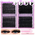 QUEENICE Cluster DIY Lash Extension Mixed Tray — Fluffy Individual & Cat Eye Cluster Lashes