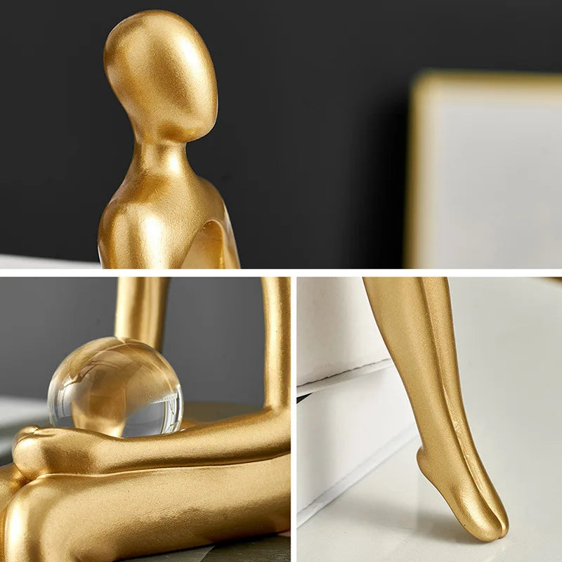 Abstract Golden Resin Figure Ornament