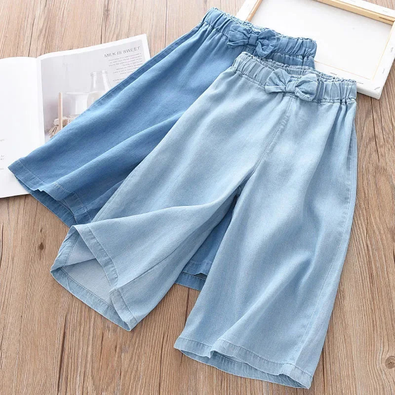 Girls' Chiffon Wide-Leg Cropped Pants