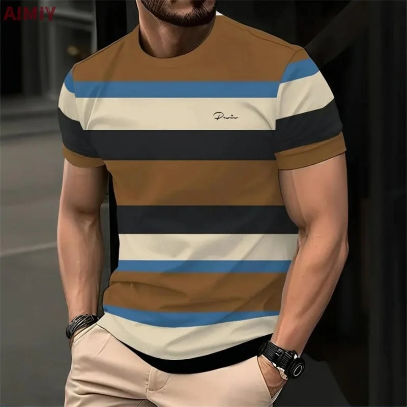 Men's Striped Printed T-Shirt
