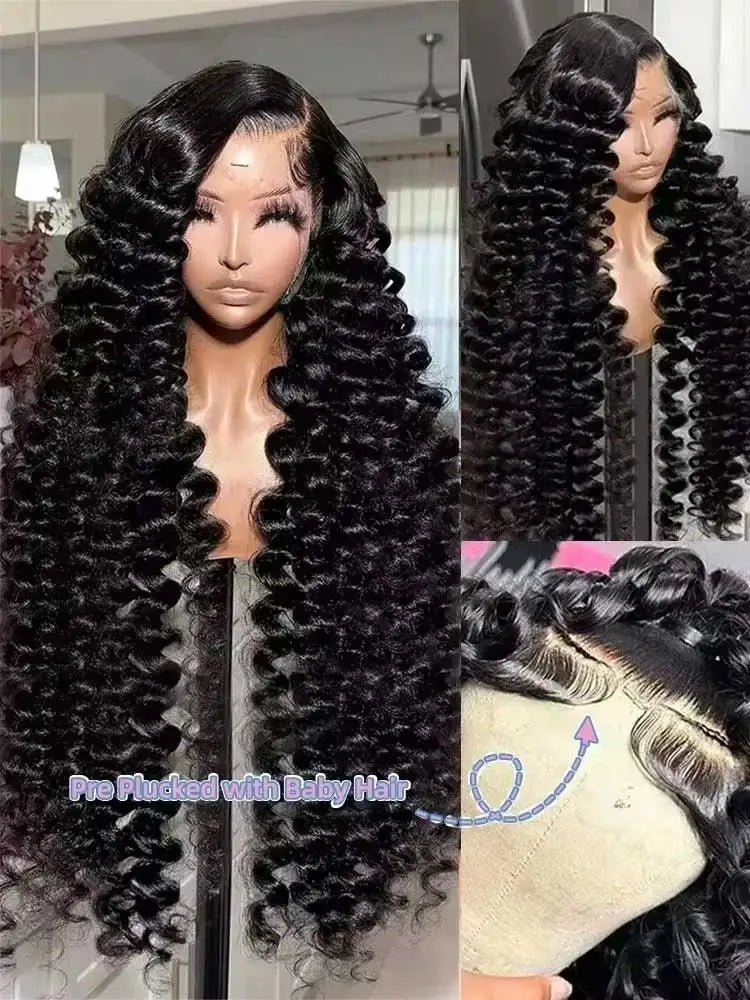 13x6/13x4 HD Loose Deep Wave Lace Frontal Wig – Brazilian Water Wave Human Hair, 250% Density, up to 42"
