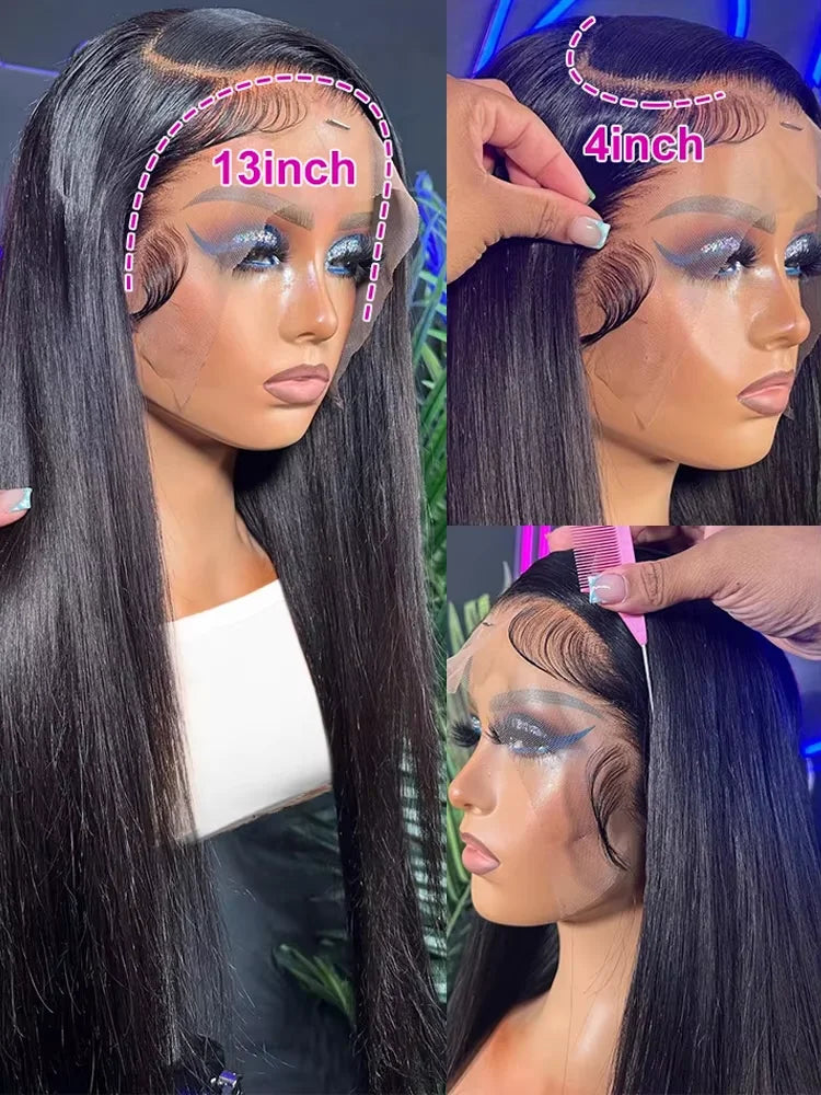 Bone Straight HD Lace Front Wig, 40-46 Inch - detail view