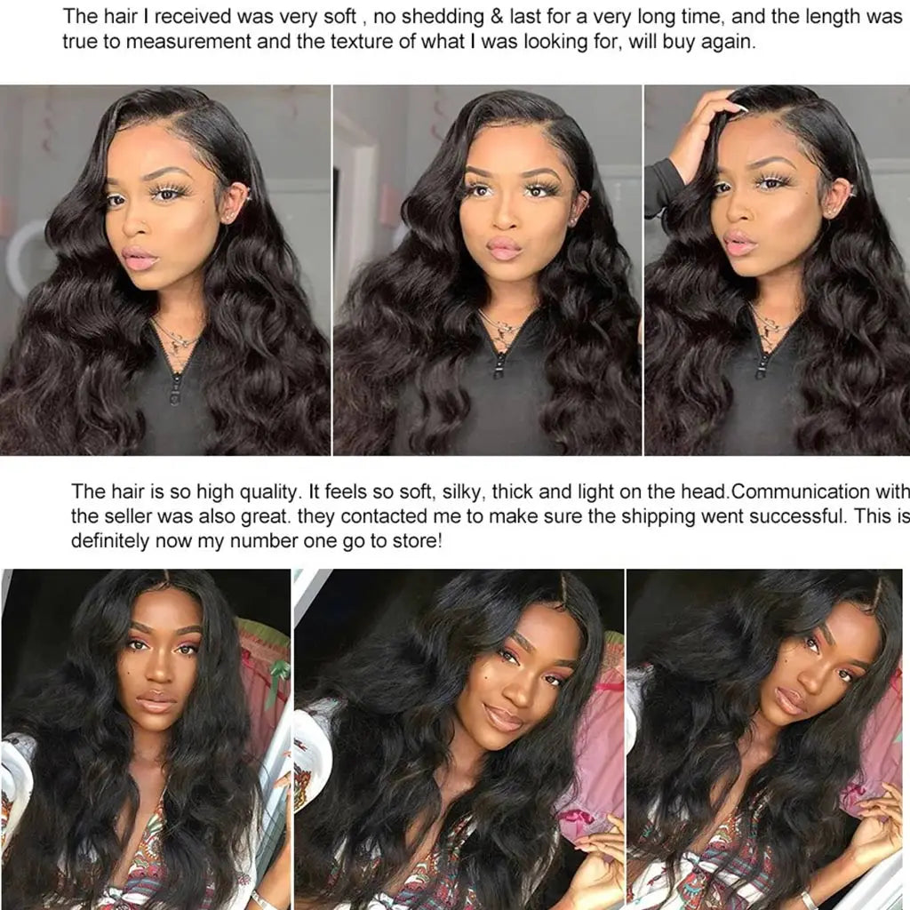 HD Transparent Lace Front Wig – Natural Black Body Wave Human Hair, 180% Density