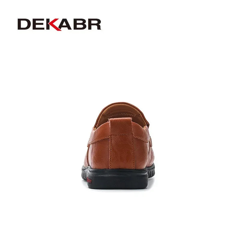 Men's Genuine Leather Slip-On Loafers - detail view