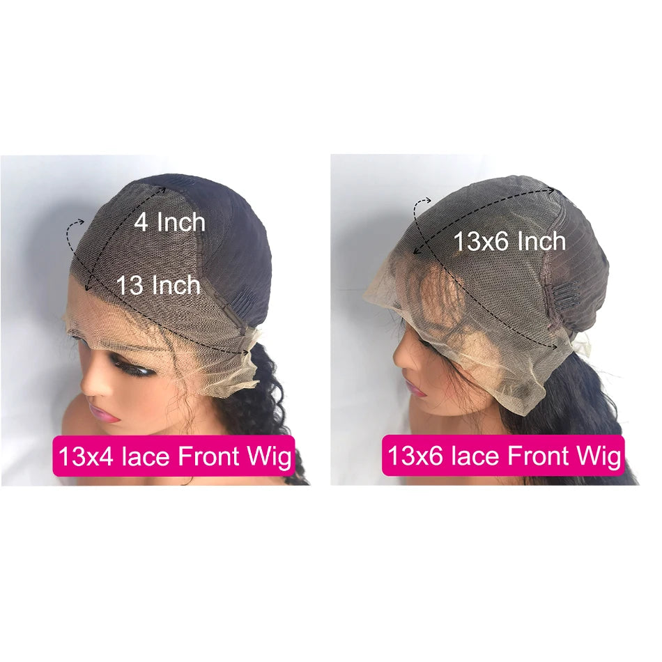 13x6/13x4 HD Lace Frontal Wig – Brazilian Deep Wave Curly Human Hair, 250% Density, up to 40"