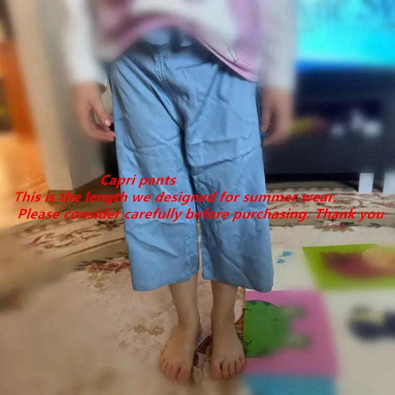 Girls' Chiffon Wide-Leg Cropped Pants