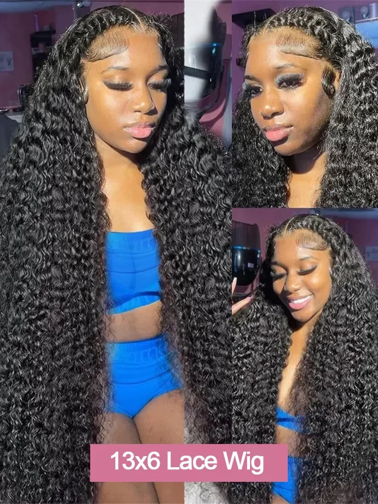 13x6/13x4 HD Lace Front Wig – Brazilian Raw Deep Wave & Curly Human Hair, 250% Density, up to 32"
