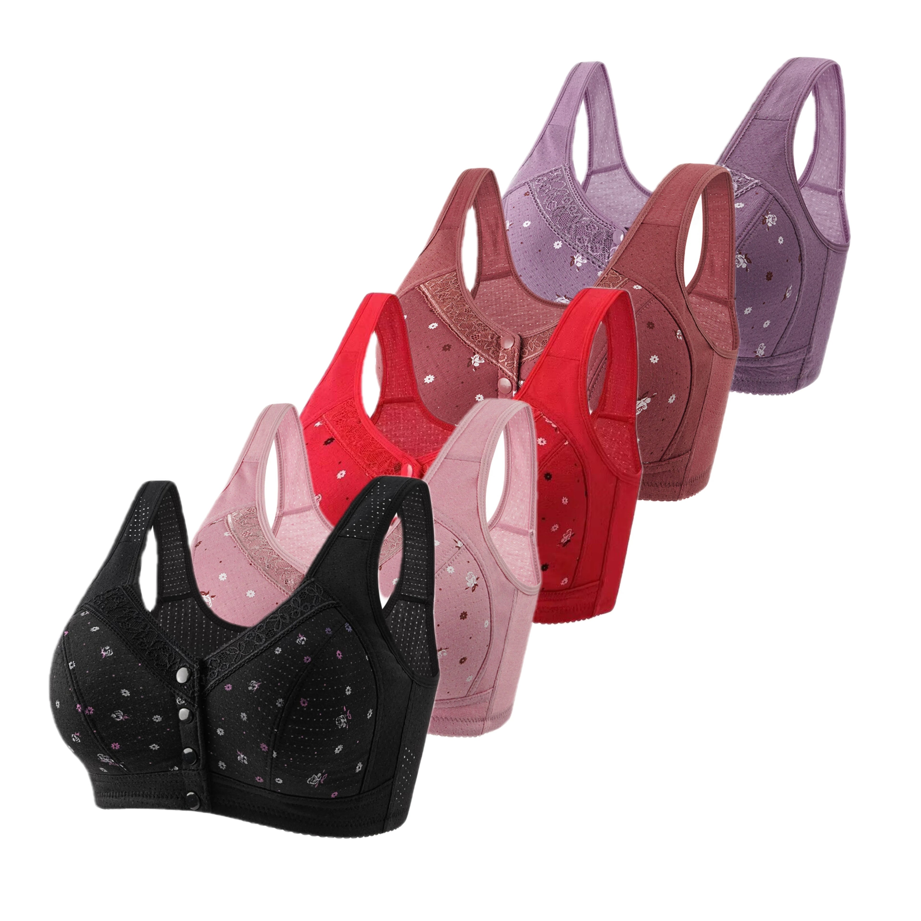 5-Piece Front-Closure Plus Size Bra Set