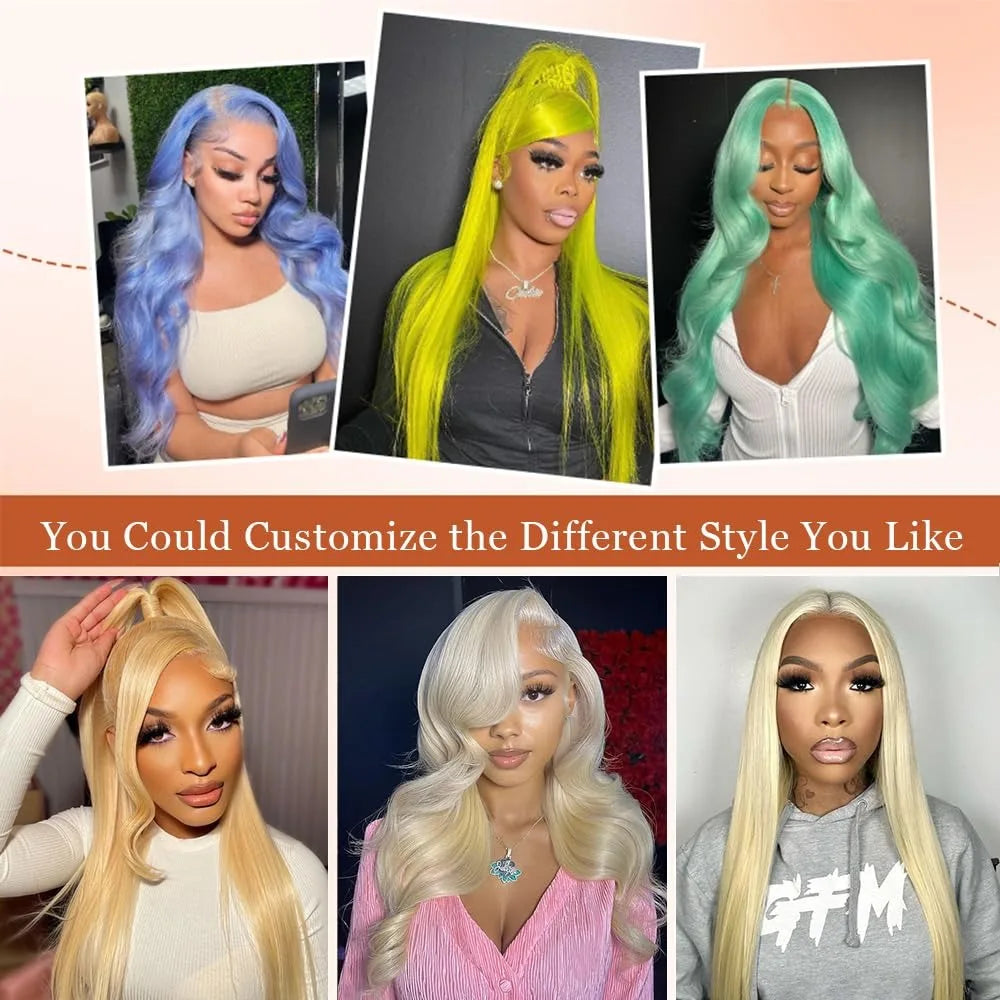 13x4 HD Lace Frontal Wig – Blonde #613 Body Wave Human Hair, 200% Density, Pre-Plucked with Baby Hair