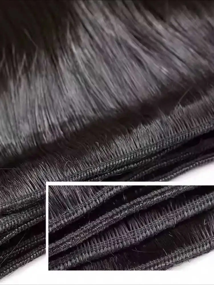 12A Brazilian Straight Human Hair Bundles – Unprocessed Virgin Remy, Natural Black, 12"–42"
