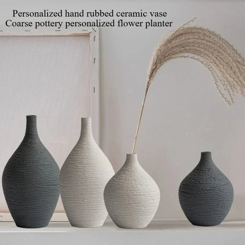 White Ceramic Narrow-Mouth Vase