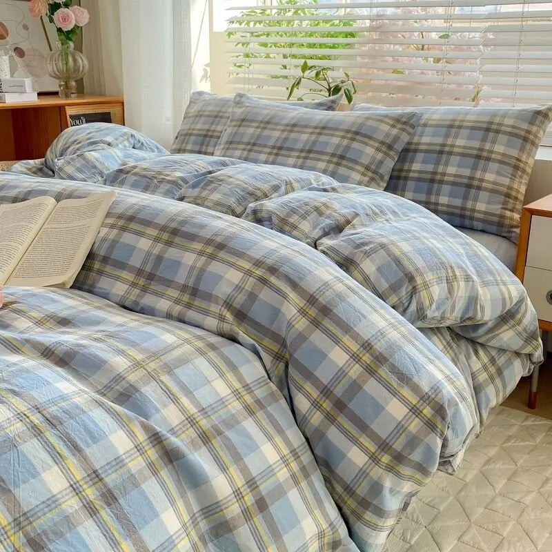 Washed Cotton Plaid Fabric by the Meter