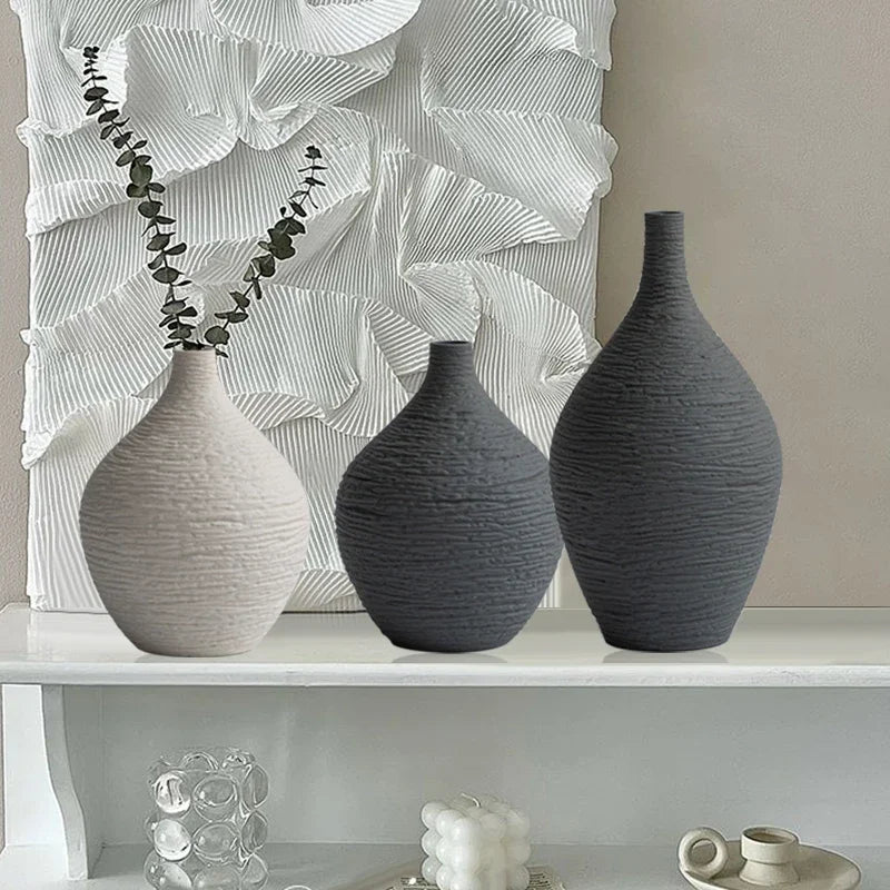 White Ceramic Narrow-Mouth Vase - alternate view