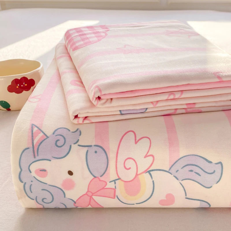 Cartoon Print Cotton Flat Sheet | 100% Cotton | Soft & Breathable | 16 Prints | All Sizes