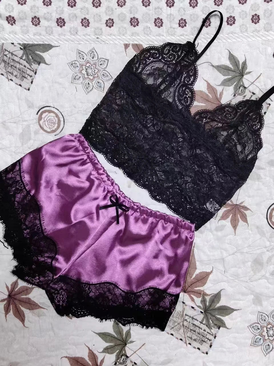 Lace Suspender Pajama Set