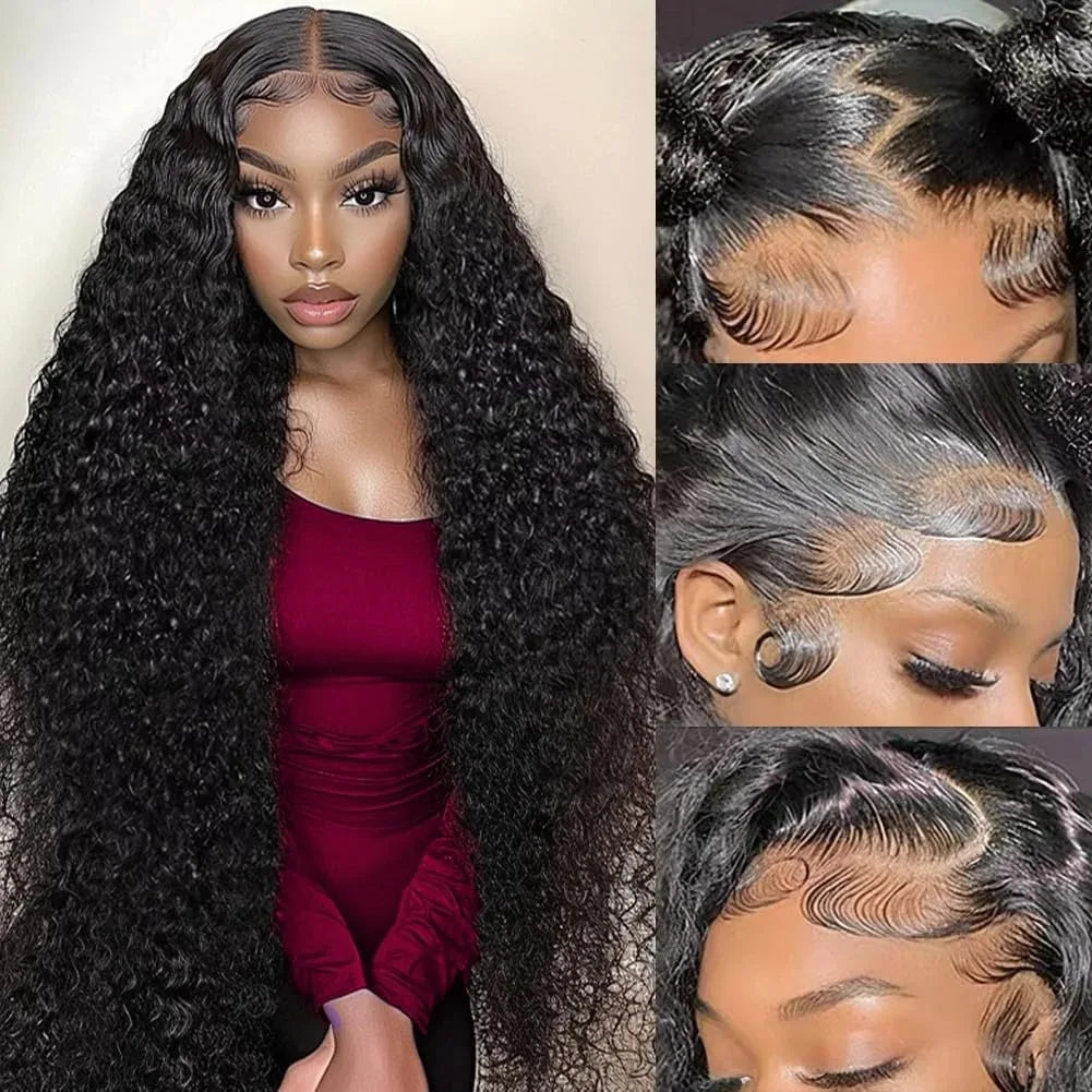 13x6/13x4 HD Lace Frontal Wig – Brazilian Deep Wave Curly Human Hair, 250% Density, up to 40"