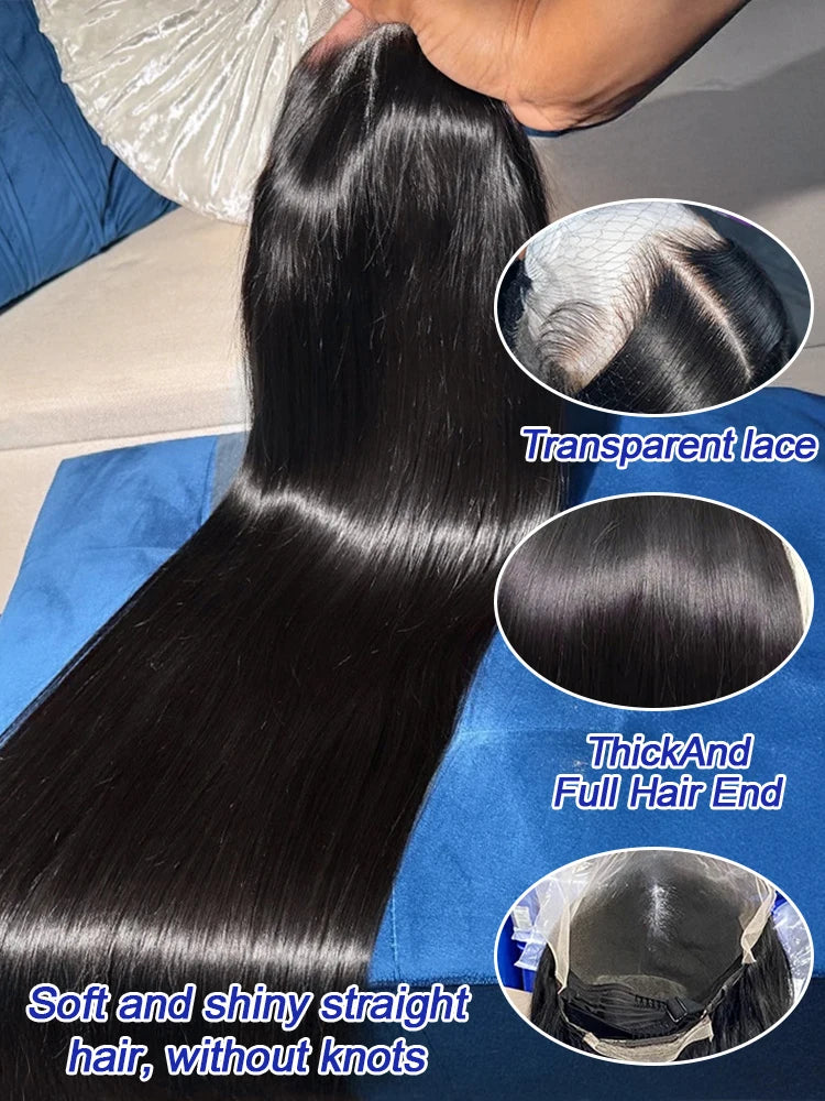 13x4/13x6 HD Lace Frontal Wig – Bone Straight Human Hair, 250% Density, up to 40"