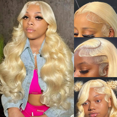 HD Lace Front Wig, Blonde Body Wave with Baby Hair