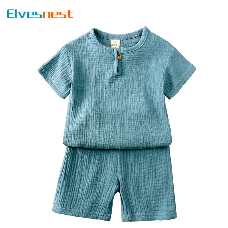 Kids' Cotton Linen Two-Piece Summer Set