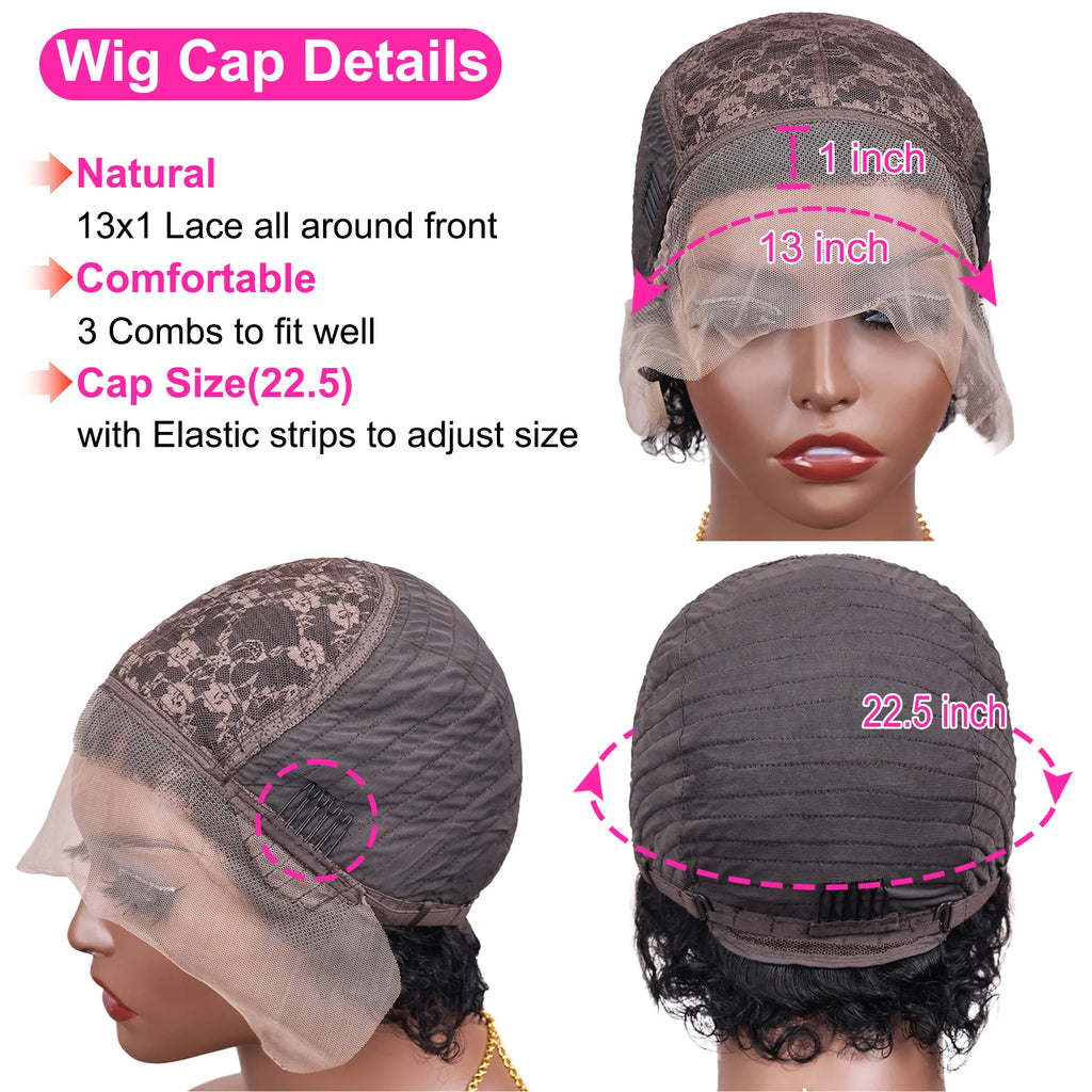 Pixie Cut Curly Lace Front Wig